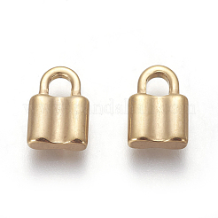 PVD真空メッキ304ステンレスペンダント  長持ちメッキ  南京錠  ゴールドカラー  12x8x3mm  穴：3mm&nbsp;STAS-I101-21G