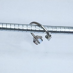 クローコーン 304 ステンレススチール キュービックジルコニア フープ リップリング  ステンレス鋼色  ライトシアン  内径：10mm  ピン：1.2mm  ヘッド：3mm&nbsp;FS-WG1AB27-26
