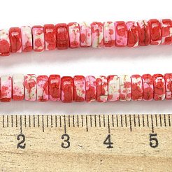 ベーキングペイント合成ターコイズビーズ連売り  エナメル  ディスク  クリムゾン  6~6.5x2.5mm  穴：1~1.2mm  約133~134個/連  14.57''（37センチメートル）&nbsp;G-H060-02B-12
