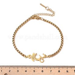 304ステンレススチールリンクブレスレット  男性用・女性用ベネチアンチェーンブレスレット  数18  7-3/8KGP本金メッキ  18.8インチ（[2]cm）&nbsp;BJEW-Z107-01G