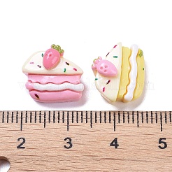 不透明でかわいい樹脂製のデコデンカボション  模造食品  三角形のケーキ  12x13.5x8mm&nbsp;RESI-B024-01C