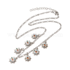 Brass Micro Pave Cubic Zirconia Sun Pendant Necklaces&nbsp;NJEW-B157-16P