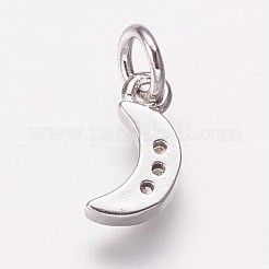 真鍮キュービックジルコニアチャーム  ムーンチャーム  プラチナ  9.5x5x2mm  穴：3mm&nbsp;KK-P134-15P