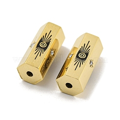 304ステンレススチールラインストーンビーズ  六角柱  14KGP本金メッキ  19x8x8.5mm  穴：1.8mm&nbsp;STAS-P356-36G
