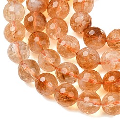 天然石シトリンビーズ連売り  ラウンド  ファセット（128ファセット）  8mm  穴：1mm  約45個/連  14.76''（37.5センチメートル）&nbsp;GG-CBA59DD-C02-8mm