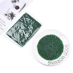ラウンドガラスシードビーズ  透明色の虹  ラウンド  濃い緑  8/0  3mm  穴：1mm  約10000個/ポンド&nbsp;SEED-A007-3mm-167