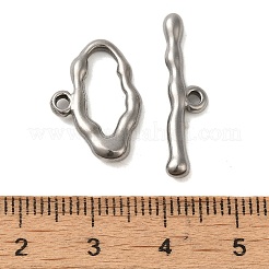 変色しない304ステンレススチールのトグル留め具  オーバル  ステンレス鋼色  リング：13x19x3mm  穴：1.8mm  バー：6x25x3mm  穴：1.6mm&nbsp;STAS-Q324-01P