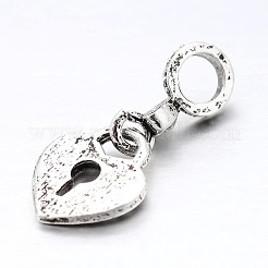 Large Hole Heart Lock Alloy Rhinestone European Dangle Charms&nbsp;MPDL-L010-04B
