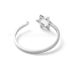 304ステンレススチール、ラインストーン付き女性用オープンリング  ステンレス鋼色  内径：18.5mm&nbsp;RJEW-S240-01P