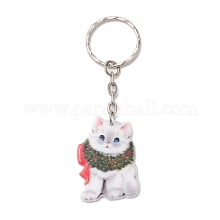 アクリルキーホルダー  鉄のスプリットキーリング付き  猫の形  ミックスカラー  8.9~9.9cm&nbsp;KEYC-JKC00907