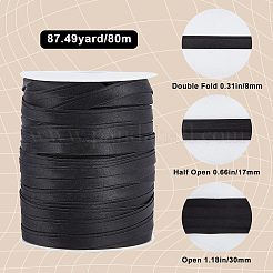 ポリエステルサテンリボン  チャイナヘミングリボン  フラット  ブラック  3/8インチ（10mm）  約87.49ヤード（80m）/ロール&nbsp;SRIB-WH0007-09B