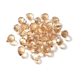 クリアガラスチャーム  ティアドロップ  多面カット  ABカラーメッキ  ゴールデンロッド  10.5x8mm  穴：1.2mm&nbsp;LS-GLAA-P070-A05