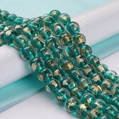 Handmade Gold Sand Lampwork Beads Strands&nbsp;LAMP-C010-01F