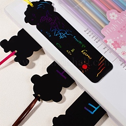 穴の空の紙カード  リボンと竹の棒で  DIYブックマーク  動物のテーマ  ミックスカラー  15.1x5cm&nbsp;DIY-WH0152-28