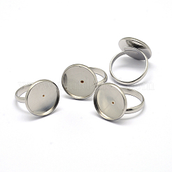 Tarnish Resistant Adjustable 304 Stainless Steel Finger Rings Components&nbsp;STAS-L193-P-14mm