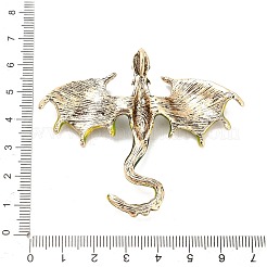 合金ラインストーンビッグサイズペンダントトップ  エナメル  翼竜  きいろ  59x68x8.5mm  穴：4x7mm&nbsp;X-FIND-I060-01AG-03