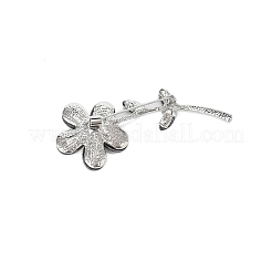 アワビ貝の生命の花のブローチ  滑り止めスカーフバックル衣類アクセサリー  銀  59x24mm&nbsp;PW-WG0AE00-01
