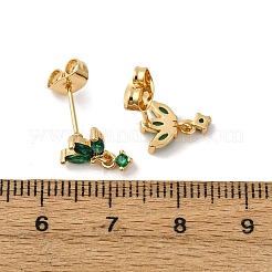 真鍮マイクロパヴェキュービックジルコニアホースアイダングルスタッドピアス  18KGP本金メッキ  11.5x8mm&nbsp;EJEW-S280-02G