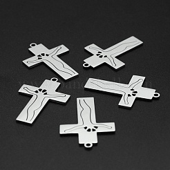 変色しない201ステンレススチールペンダント  レーザー切断  中空  クロス  ステンレス鋼色  30x20.5x1mm  穴：1.6mm&nbsp;STAS-R111-JA658