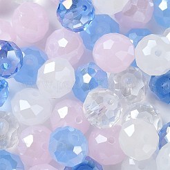 ガラスビーズ  多面カット  ロンデル  藤紫色  10x8mm  穴：1mm  約560個/500g&nbsp;EGLA-A034-LM10mm-18