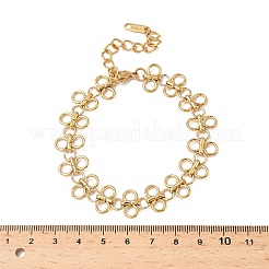 女性用304ステンレススチールリングリンクチェーンブレスレット  ゴールドカラー  7-5/8インチ（19.3cm）&nbsp;BJEW-Z134-02G