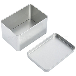 蓋付きブリキ収納ボックス  金属製ギフト包装ケース  長方形  プラチナ  11x7.5x6cm&nbsp;CON-WH20001-25B