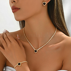 Women's Brass Micro Pave Cubic Zirconia Bracelets & Stud Earrings & Pendant Necklaces Sets&nbsp;KF3710-2