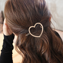 Makerer 4 個 4 スタイル合金中空ハート & リングヘアピン  ポニーテールホルダーステートメント  女性のためのヘアアクセサリー  プラチナ＆ライトゴールド  43~46x56~61x7~8.5mm  1個/スタイル&nbsp;PHAR-GO0001-01