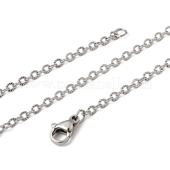 12Pcs 2.4MM 304 Stainless Steel Textured Cable Chain Necklaces for Men Women&nbsp;NJEW-H093-18P-02