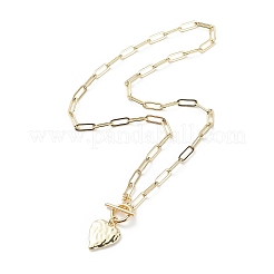 Alloy Heart Pendant Necklace with Brass Paperclip Chains for Woman&nbsp;NJEW-JN04081