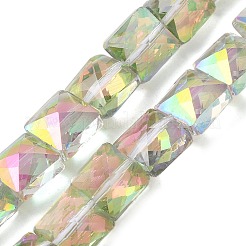 電気メッキガラスビーズセット  多面カット  正方形  ミックスカラー  8x8x5.5mm  穴：0.8mm  約49個/連  15.55インチ（39.5cm）&nbsp;EGLA-L045-B
