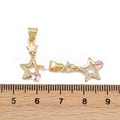 真鍮製マイクロパヴェキュービックジルコニアペンダント  スター  16KGP本金メッキ  19.5x11x4.5mm  穴：4.5x3.5mm&nbsp;KK-C132-08G
