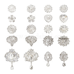 10Pcs 10 Styles Flower & Heart & Teardrop Crystal Rhinestone Brooches Set&nbsp;JEWB-BY0001-04