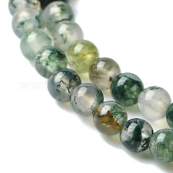 Natural Moss Agate Bead Strands&nbsp;G-K146-07-3mm