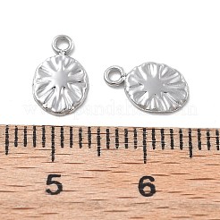 304ステンレススチールチャーム  太陽のチャーム付き楕円形  変色防止  ステンレス鋼色  9.5x6x0.8mm  穴：1.2mm&nbsp;STAS-Z121-14P