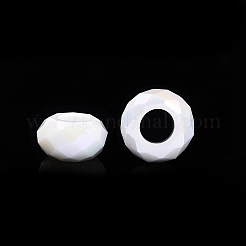 ガラスヨーロピアンビーズ  大穴ビーズ  ABカラーメッキ  多面カット  ロンデル  ホワイト  13~14x7.5~8mm  穴：5.5~6mm&nbsp;GPDL-N005-A14mm-A02