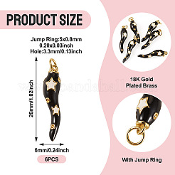 6Pcs Brass Enamel Pendants&nbsp;KK-SW0001-08E
