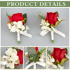 2Pcs Silk Cloth Imitation Rose Boutonniere&nbsp;AJEW-CP0008-47