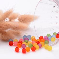Mixed Color Frosted Round Shaped Transparent Acrylic Beads&nbsp;X-PL582M