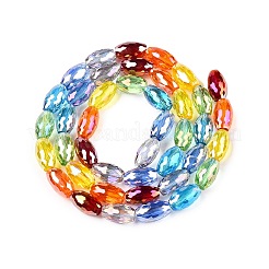 透明ガラスビーズ連売り  ファセット(32ファセット)  オーバル  カラフル  10~10.5x6mm  穴：1mm  約42個/連  16.54''（42センチメートル）&nbsp;GLAA-T023-A22-01
