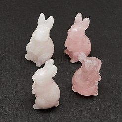 天然ローズクォーツ彫刻ディスプレイ装飾  ホームオフィスデスク用  兎  17~19x17~18.5x32~37mm&nbsp;G-F719-36A