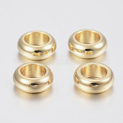304ステンレススチールスペーサービーズ  ロンデル  ゴールドカラー  6x2mm  穴：4mm&nbsp;STAS-H436-17E