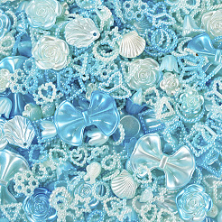 不透明な腹筋プラスチック ビーズ  混合図形  ディープスカイブルー  11~22x11~29x2.5~9.5mm  穴：1.5~2mm  100 G /袋&nbsp;FIND-TAC0016-33B