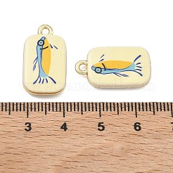 プリント合金ペンダント  ラックめっき  カドミウムフリー＆ニッケルフリー＆鉛フリー  ゴールドカラー  サメのチャームが付いた長方形  21.5x12x3.5mm  穴：1.8mm&nbsp;PALLOY-P319-07J-09