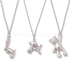 3Pcs 3 Styles 304 Stainless Steel Bear Dog Pendant Necklaces for Women Men&nbsp;NJEW-JN05414