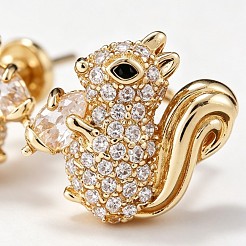 Brass Micro Pave Clear Cubic Zirconia Stud Earrings&nbsp;WGFC070-01