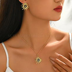 Stainless Steel Spiral Sun Earrings & Necklaces Sets for Women Party and Occasion&nbsp;VJ3176