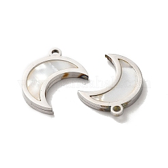 304ステンレスペンダント  三日月チャーム  シェルと  ステンレス鋼色  16x13x2mm  穴：1.4mm&nbsp;STAS-A080-13P