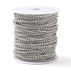 変色しにくい304ステンレススチール製チェーン  スプールで  ステンレス鋼色  4.8x3x0.8mm  約82.02フィート（25m）/ロール&nbsp;STAS-O076-07