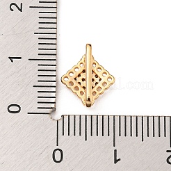 菱形の真鍮パヴェクリアキュービックジルコニアマルチ連リンク  ゴールドカラー  12x9.5x2mm  穴：1.5mm&nbsp;LS-ZIRC-R021-01E-G